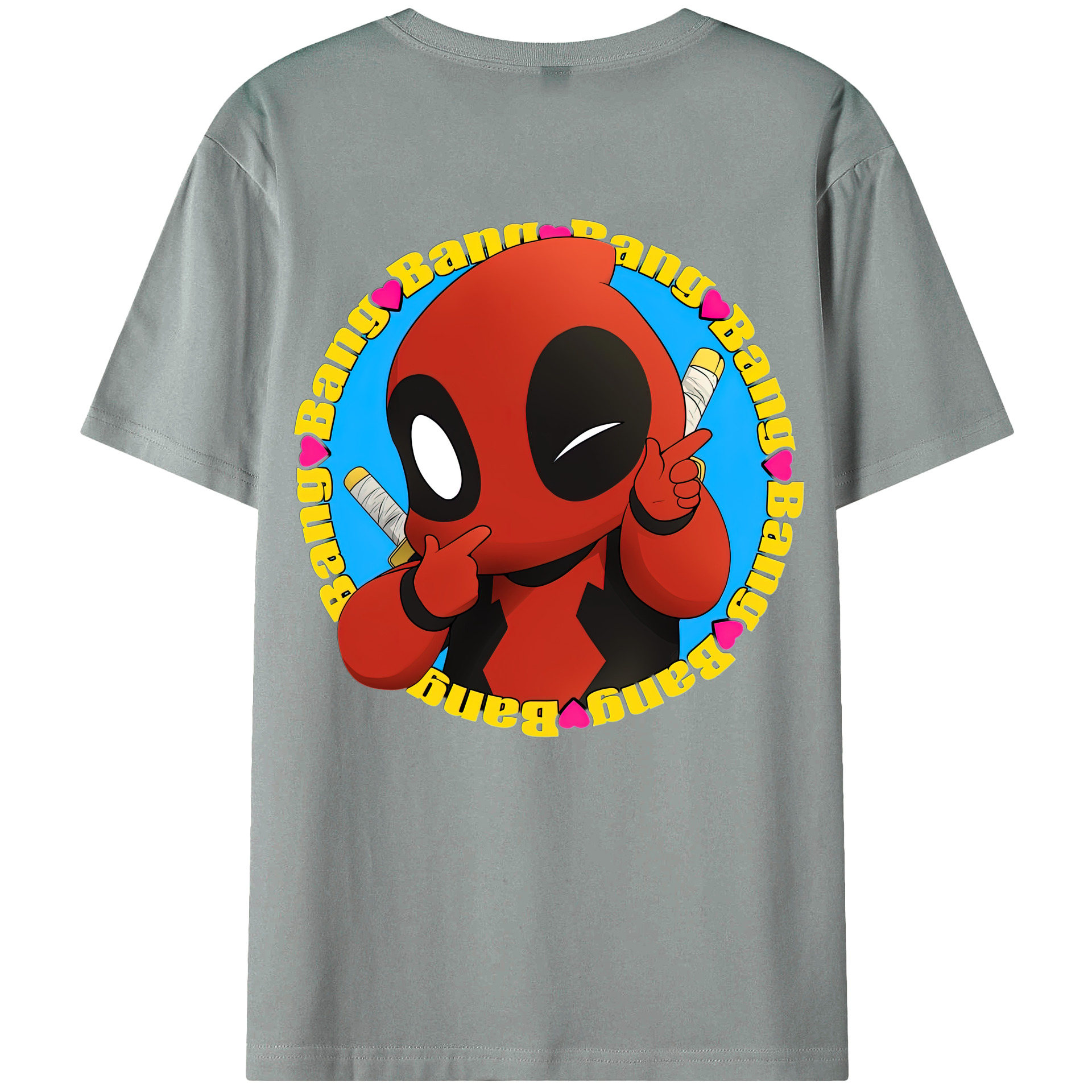 （画像用） Deadpool デッドプール 綿100％ メンズ半袖Tシャツ（バックプリント） 通気性
